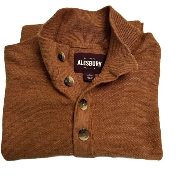 Alesbury Men's Long Sleeve Burnt Orange Riverside Mock Neck Cotton Top Large - Picture 11 of 12